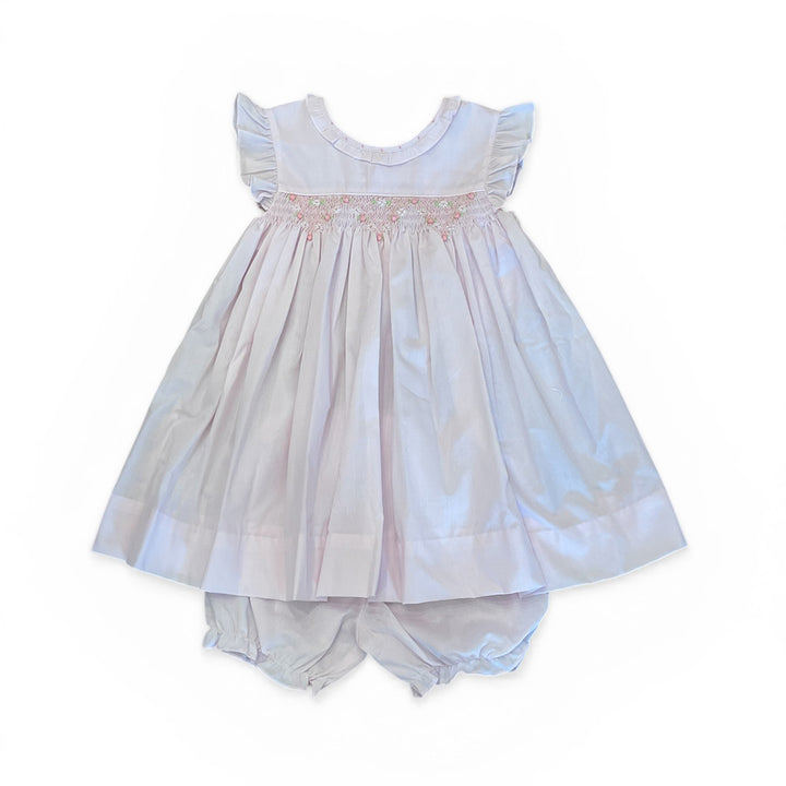 Pink Smocked Dress with Daisies and Roses by Petit Ami