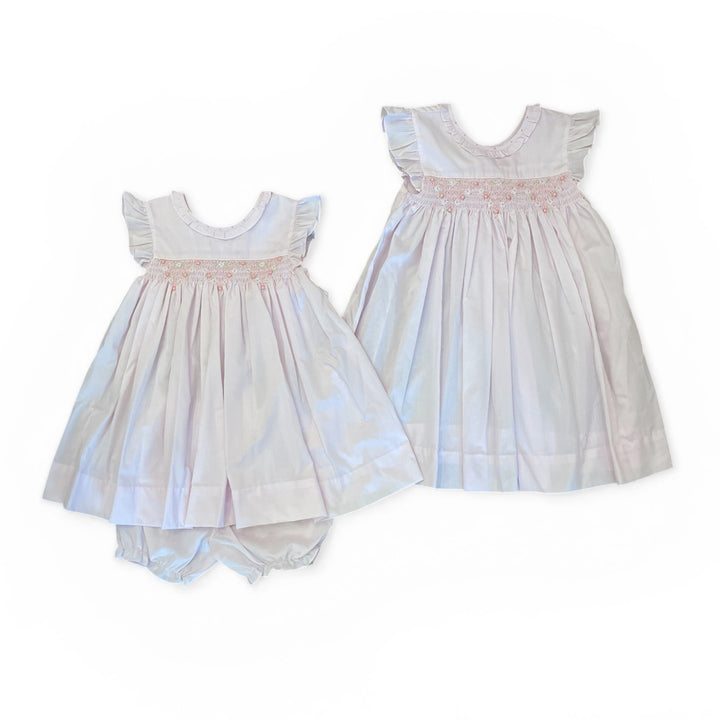 Pink Smocked Dress with Daisies and Roses by Petit Ami