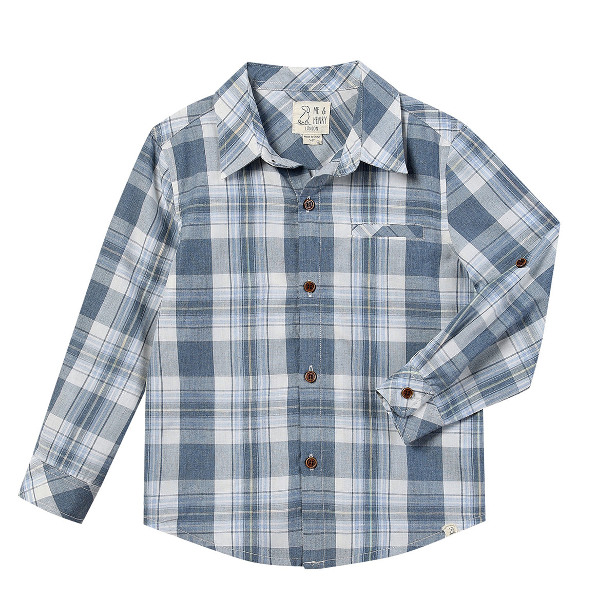 Blue / White / Denim Plaid Woven Shirt by Me & Henry