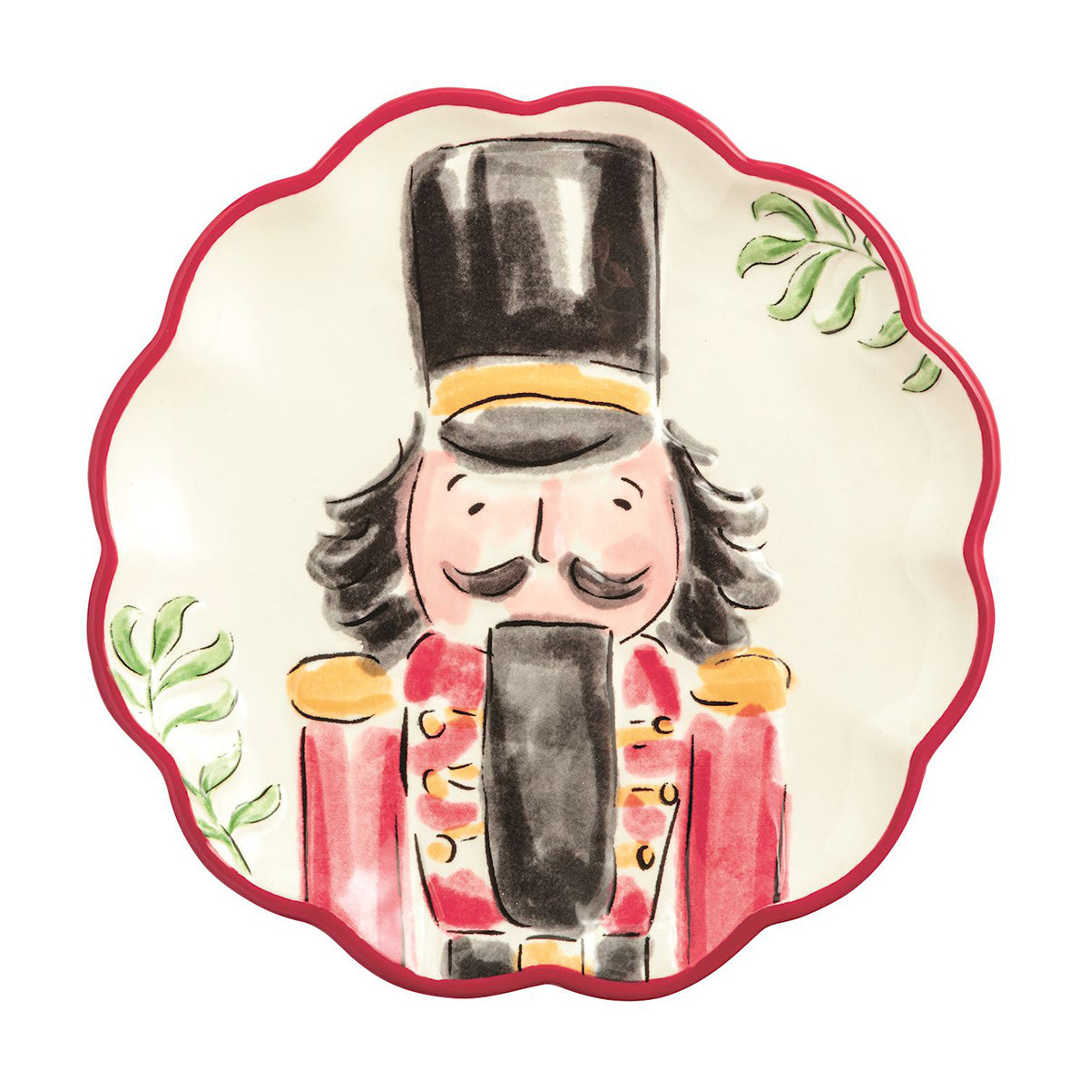 Red Nutcracker Dessert Plate by Mud Pie
