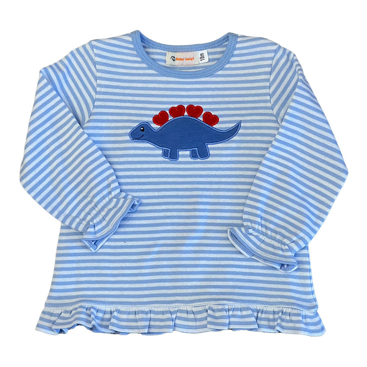 Stegosaurus Ruffle Stripped Long Sleeve Top by Luigi