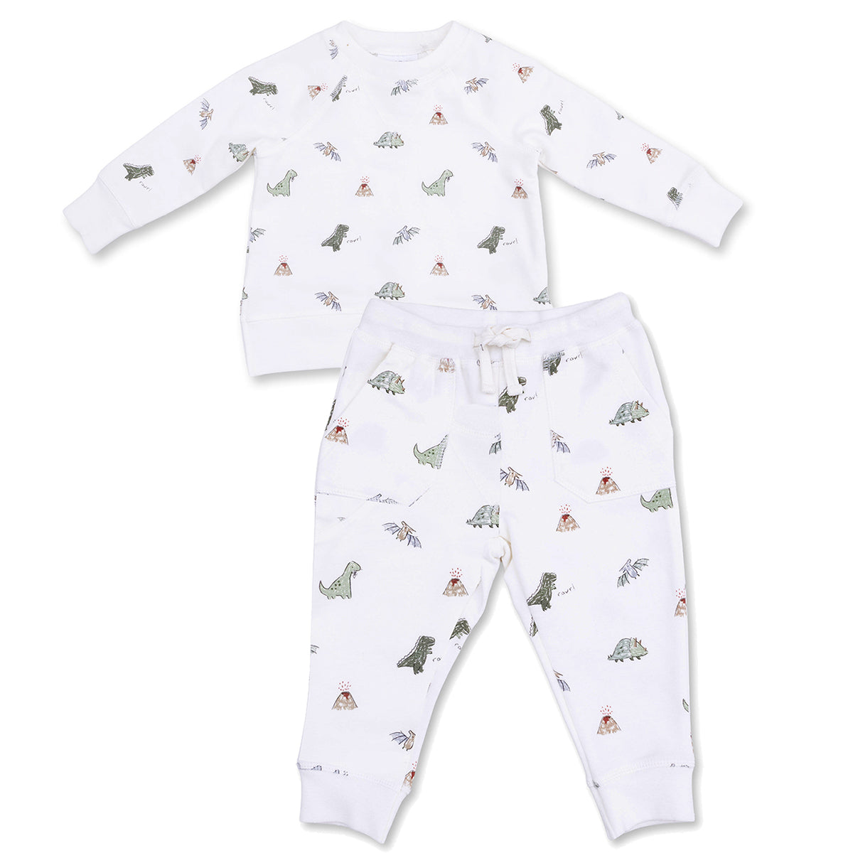 Dinosaurs French Terry Raglan Sweatshirt / Jogger Set by Angel Dear
