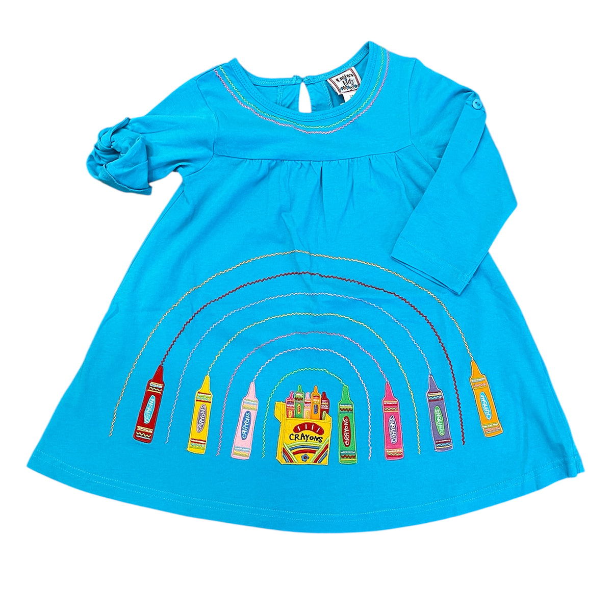 Turquoise Crayons Doodle Dress by Cotton Kids
