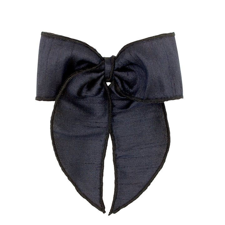 Navy Dupioni King Bow with Whimsy Tails by Wee Ones