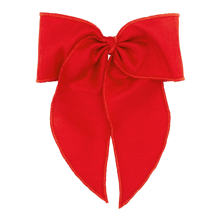 Red Dupioni King Bow with Whimsy Tails by Wee Ones