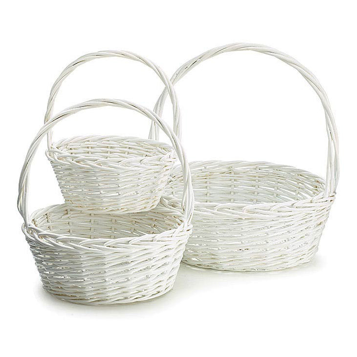 White Wicker Easter Basket - 3 Sizes