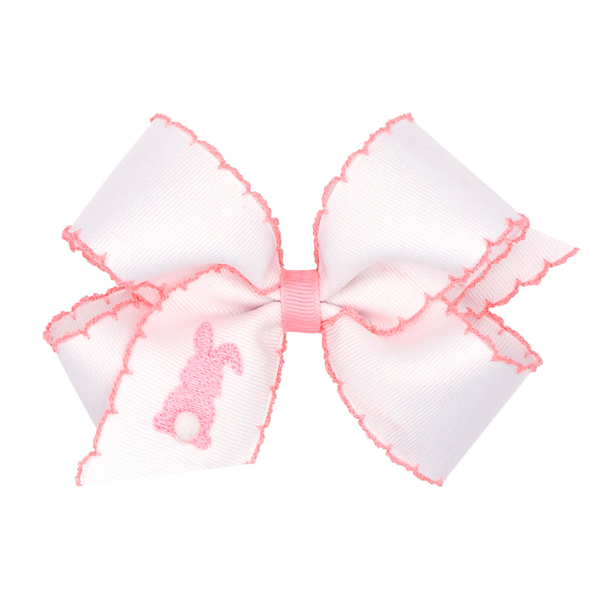 Easter Bunny Tail Embroidered Bow by Wee Ones (2 sizes)