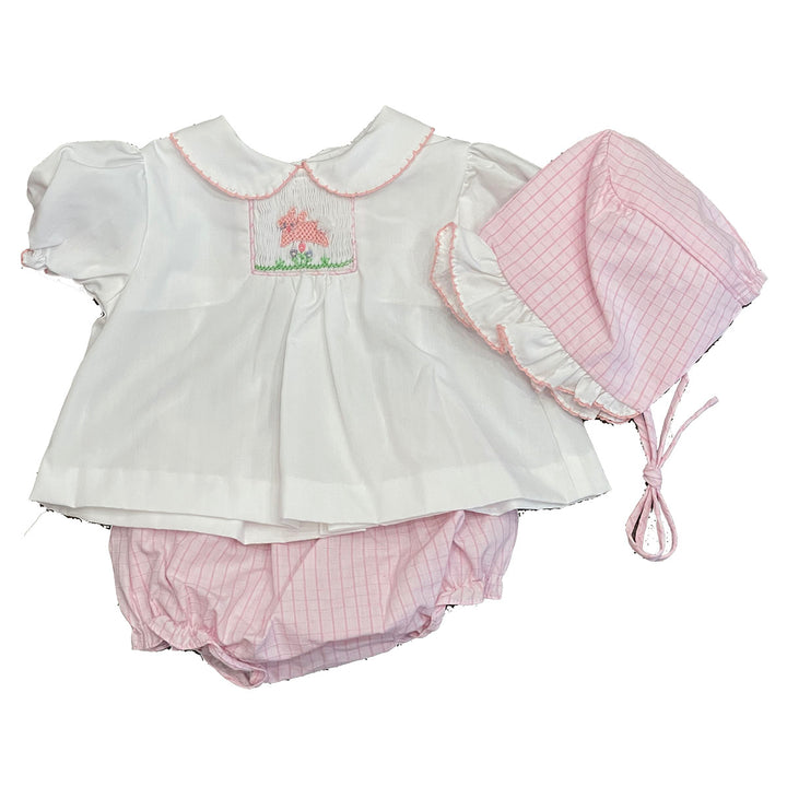 Easter Bunny Smocked Bloomer Set and Bonnet by Petit Ami