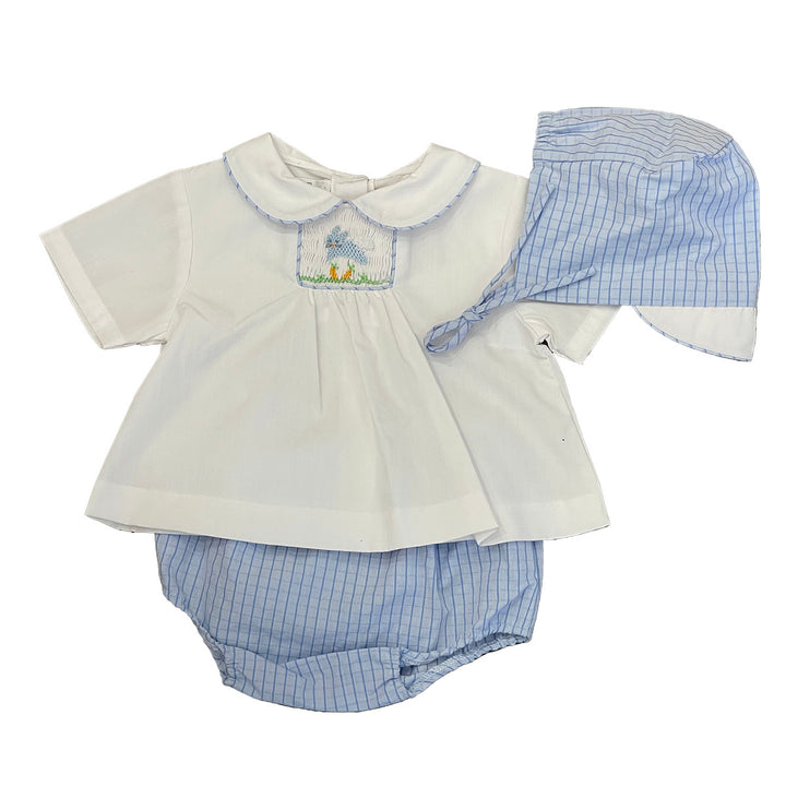 Easter Bunny Smocked Boy Diaper Set and Hat by Petit Ami