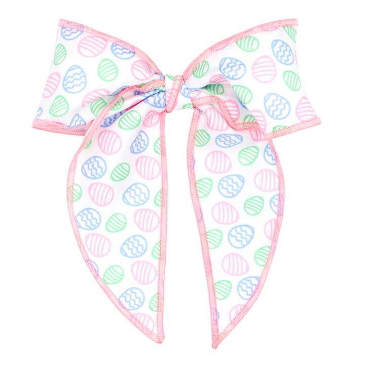 Easter Egg Printed Bow with Whimsy Tails by Wee Ones (2 sizes)