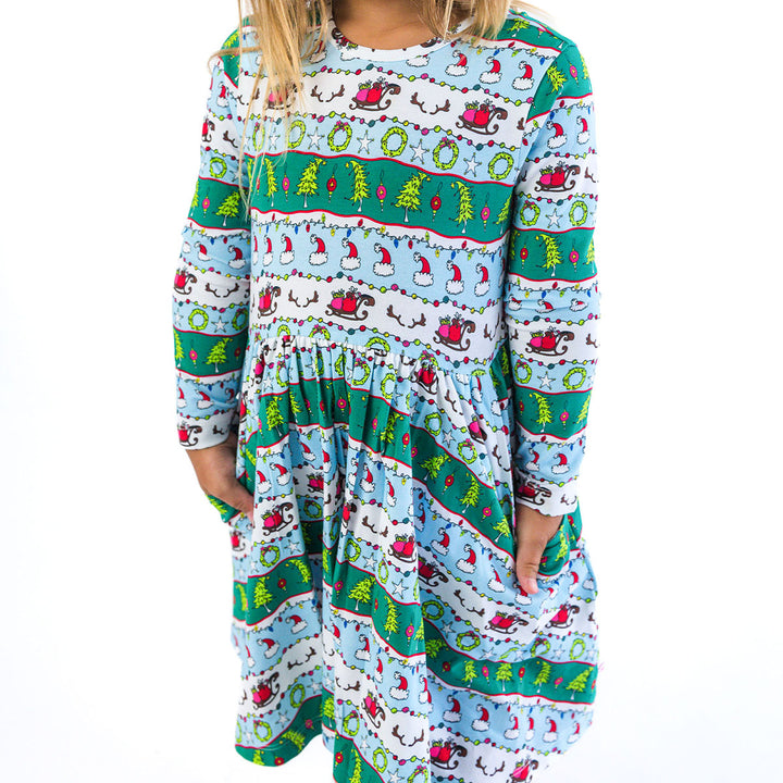 Festive Fair Isle Twirl Dress by RuffleButts