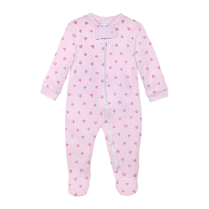 Festive Hearts Zipper Footie by LydaBaby