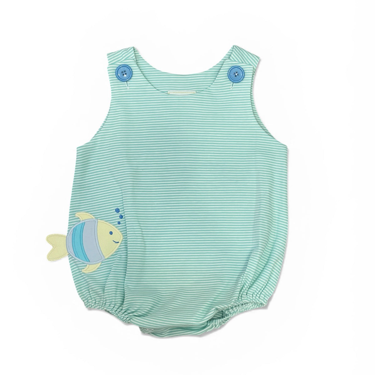 FIsh on Mint Bitty Stripe Sunsuit by Zuccini Kids