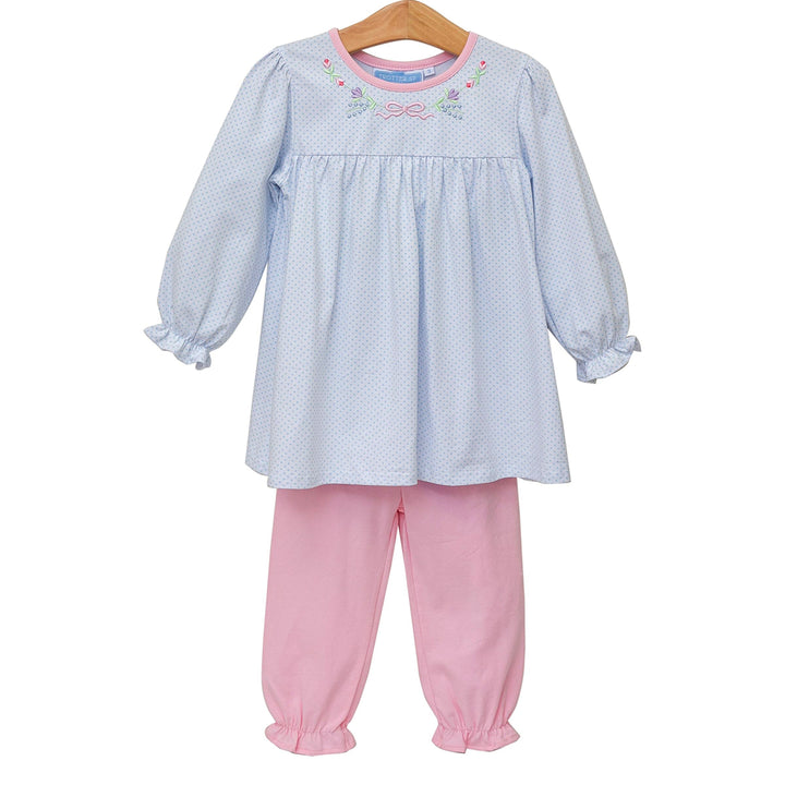 Floral Embroidery Pants Set by Trotter Street