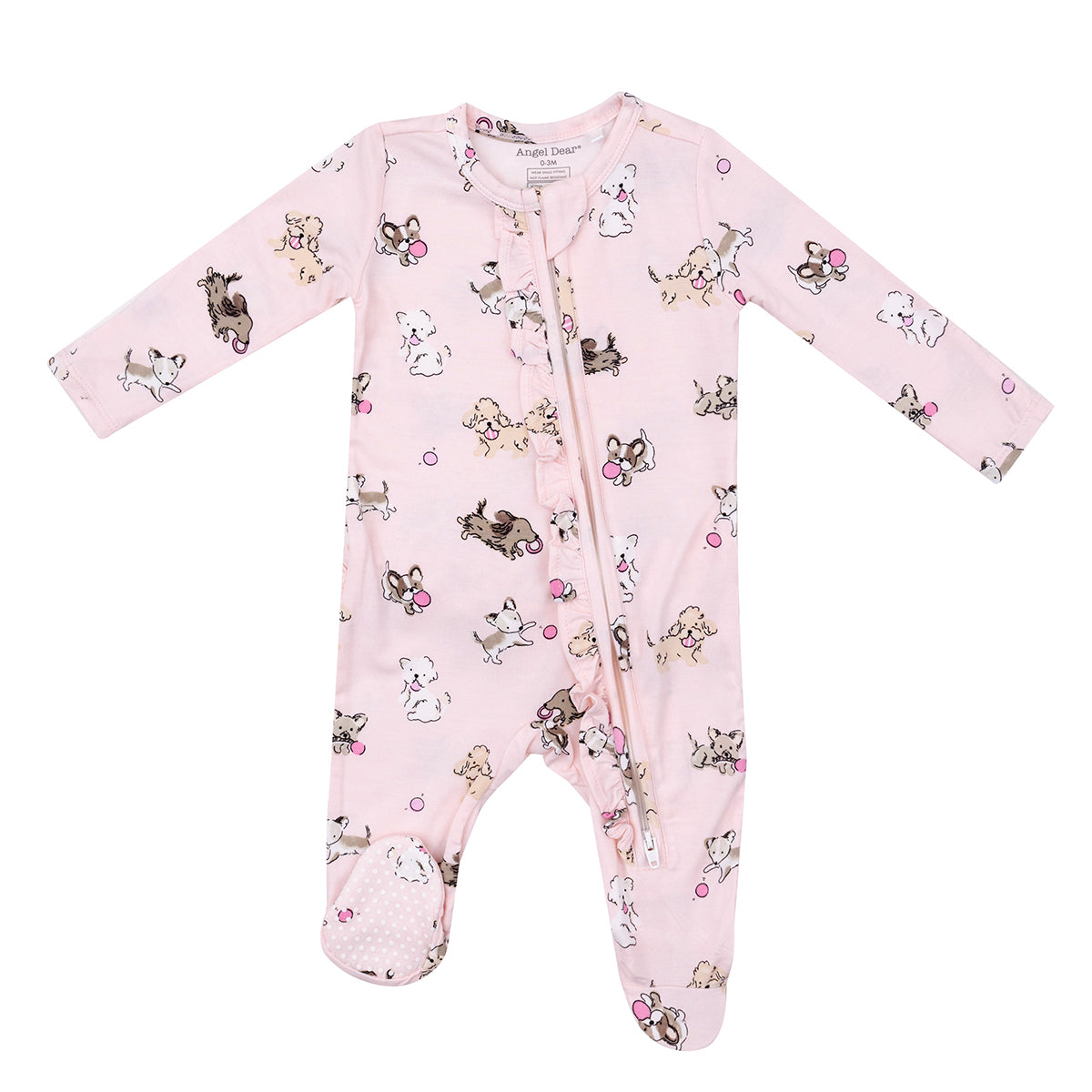 Fluffy Puppies Ruffle Zipper Footie by Angel Dear