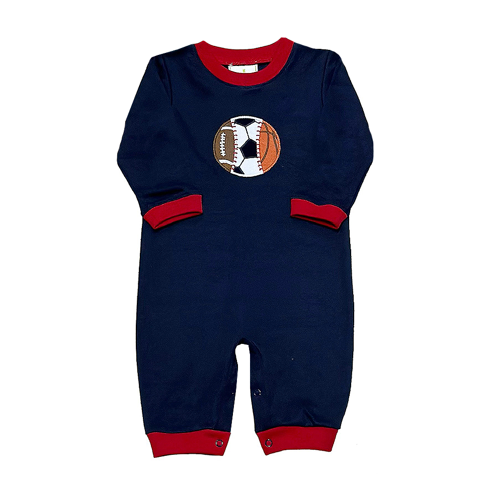 Boys Red Football Romper by Three Sisters main image 1