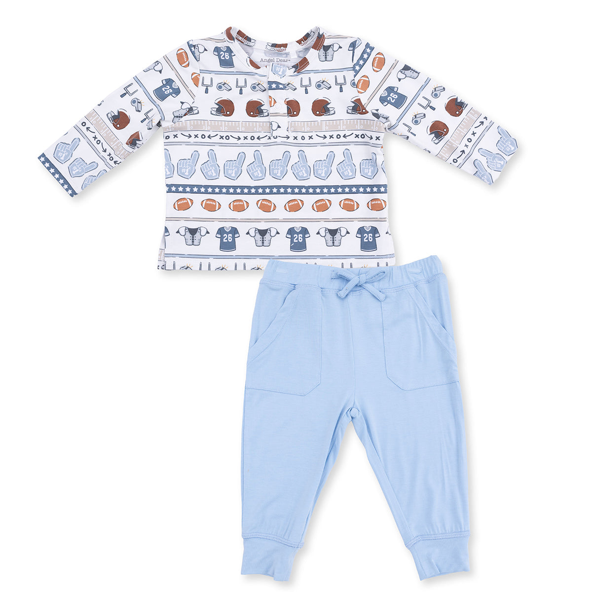 Football Stripe Henley and Jogger Set by Angel Dear