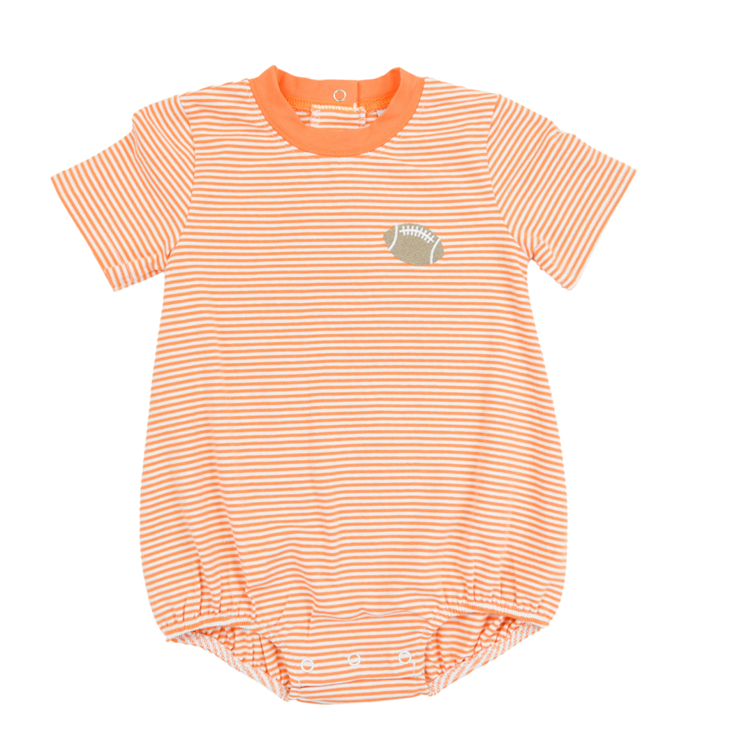 Boys Football Applique on Orange/White Romper by Three Sisters main image 0