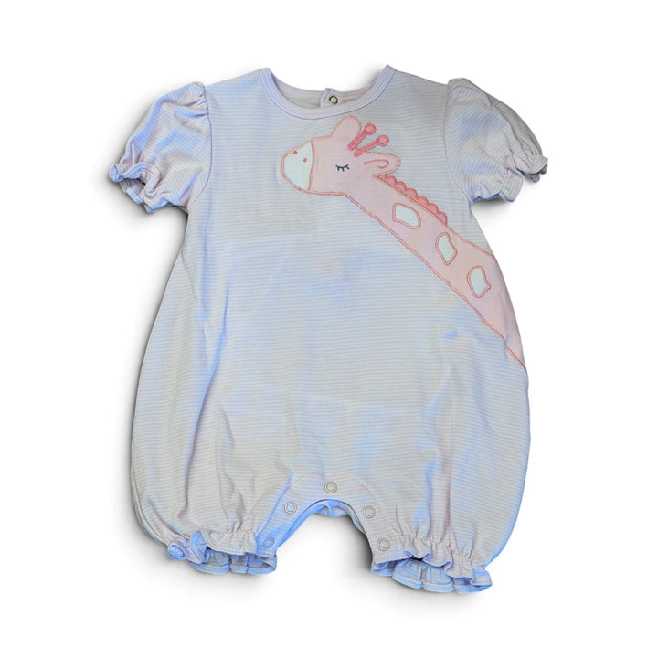 Giraffe Applique on Pink Romper by Petit Ami