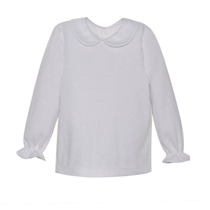 Girl's Long-Sleeve White Knit Shirt by Remember Nguyen