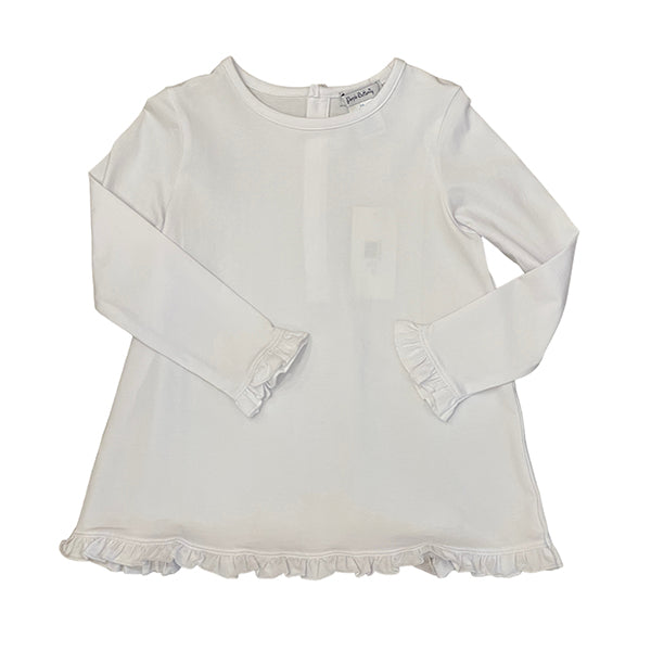 Purple Butterfly Girl's Long-Sleeve White Ruffle Shirt with Free Custom Embroidery