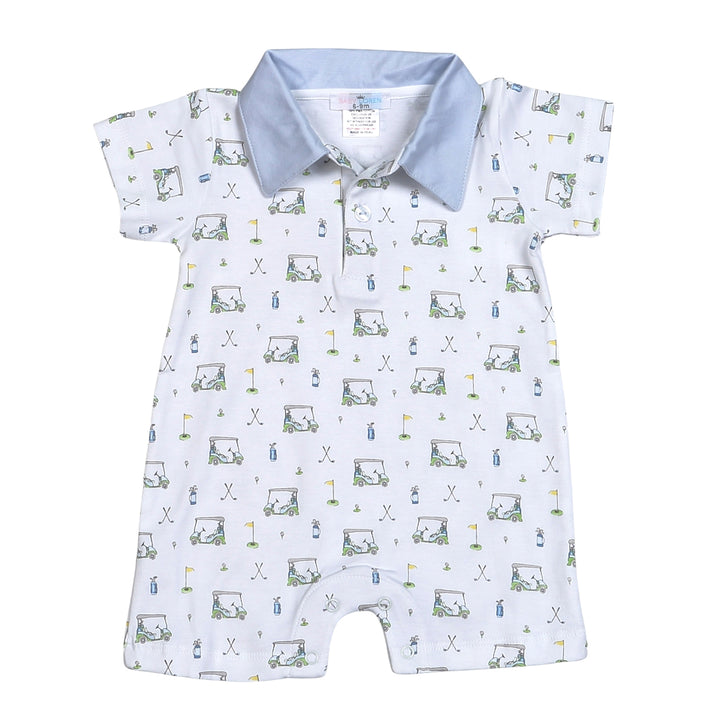 Blue Golf Club Pima Romper by Baby Loren