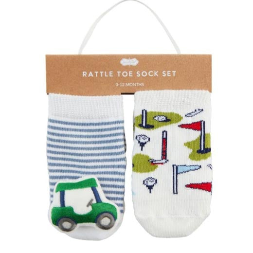 Mud Pie Golf Cart Rattle Toe Socks