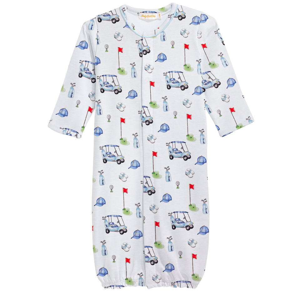 Baby Club Chic Tiny Baby Toys Blue Printed Converter Gown