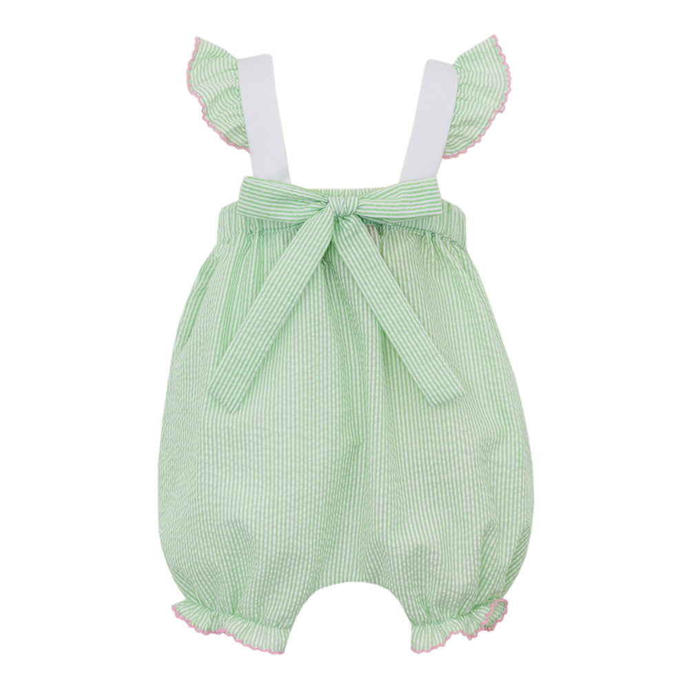 Golf Romper in Green Seersucker by Claire & Charlie