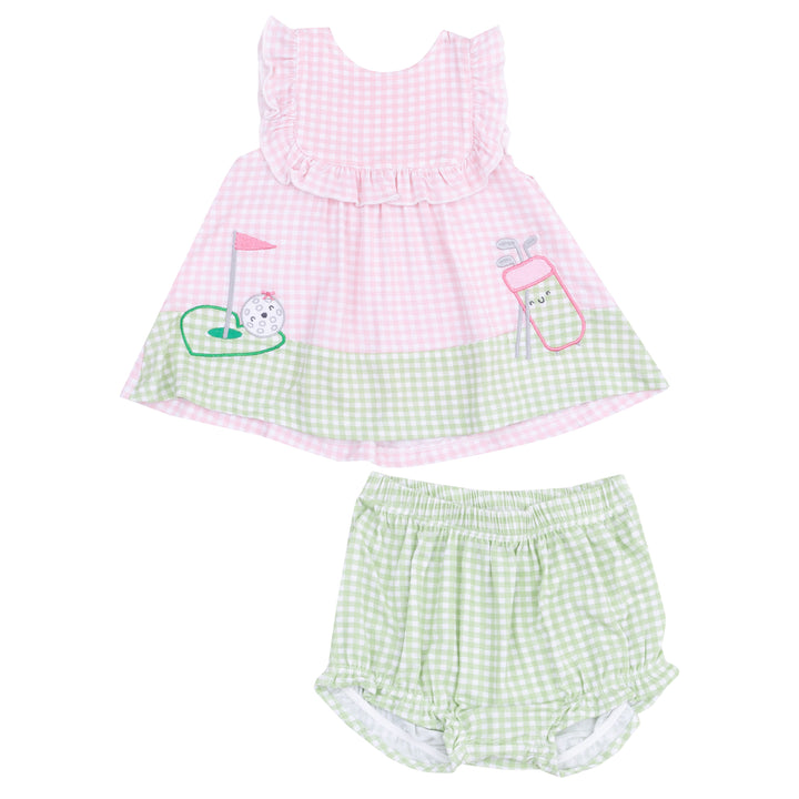 Golf Applique Ruffle Top Bloomer Set by Angel Dear