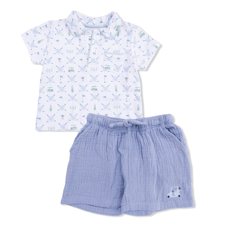 Golf Trellis Polo with Casual Shorts by Angel Dear