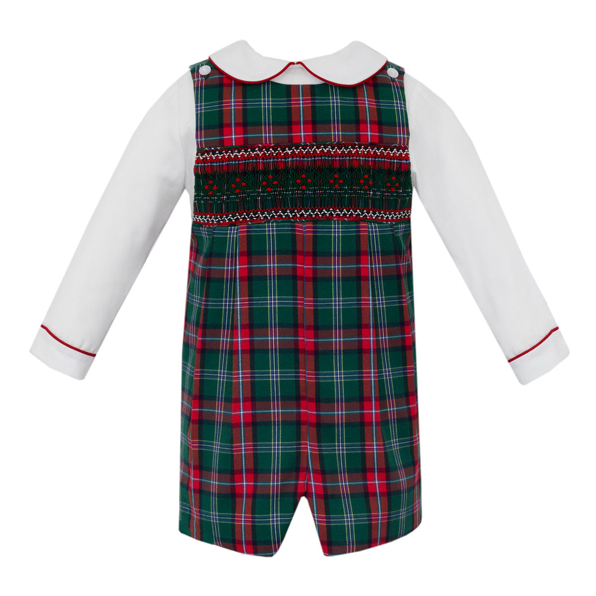 Red / Green Plaid Jon Jon with White Shirt by Anavina