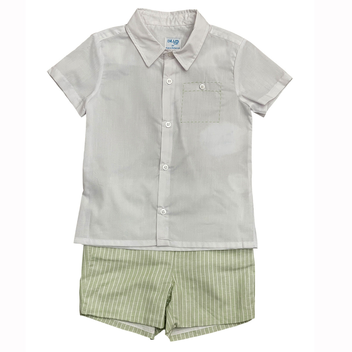 Green Stripe ort Short Set by Luli & Me