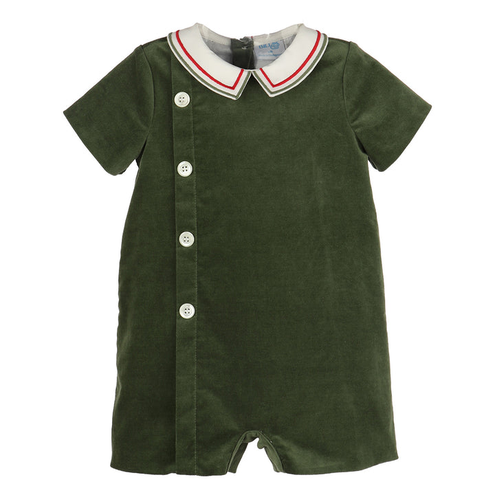 Green Velvet Mistletoe Romper by Luli & Me