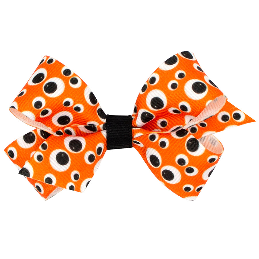 Wee Ones Halloween Eyes Print Grosgrain Bow (2 sizes) Purple Butterfly