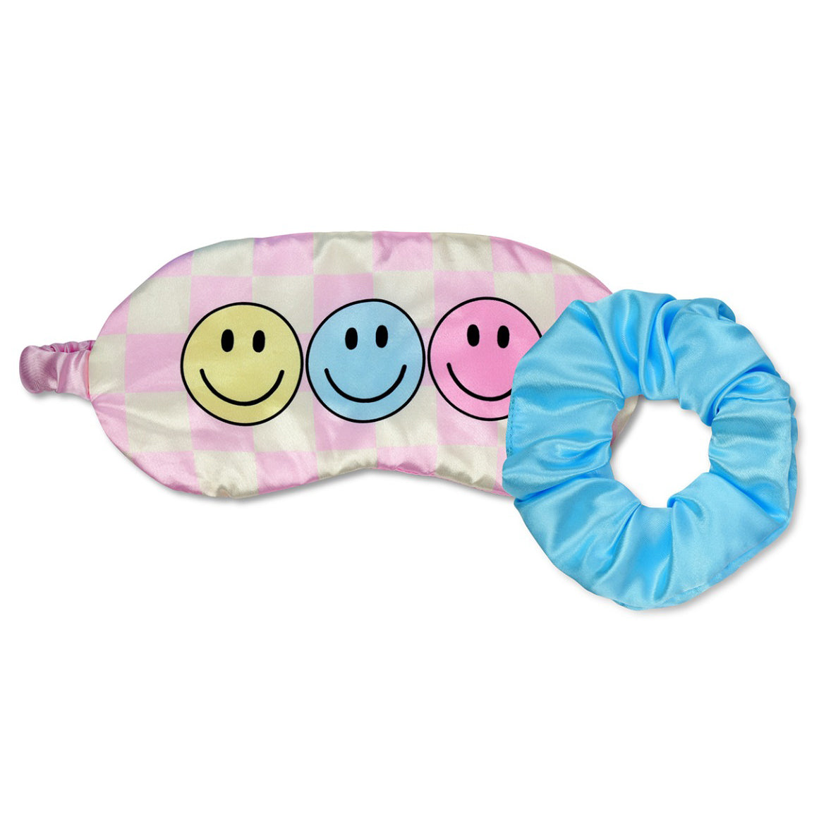 Happy Face Check Eye Mask & Scrunchie Set