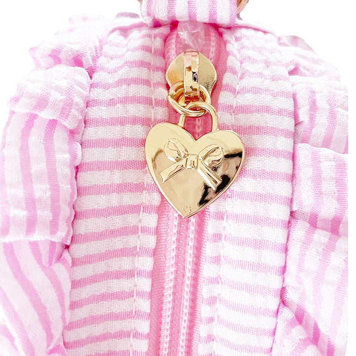 Bits & Bows Heart Purse - Pink Seersucker