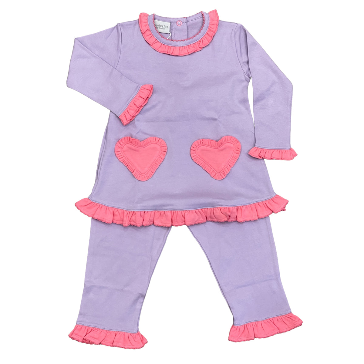 Heart Applique Pant Set by Squiggles