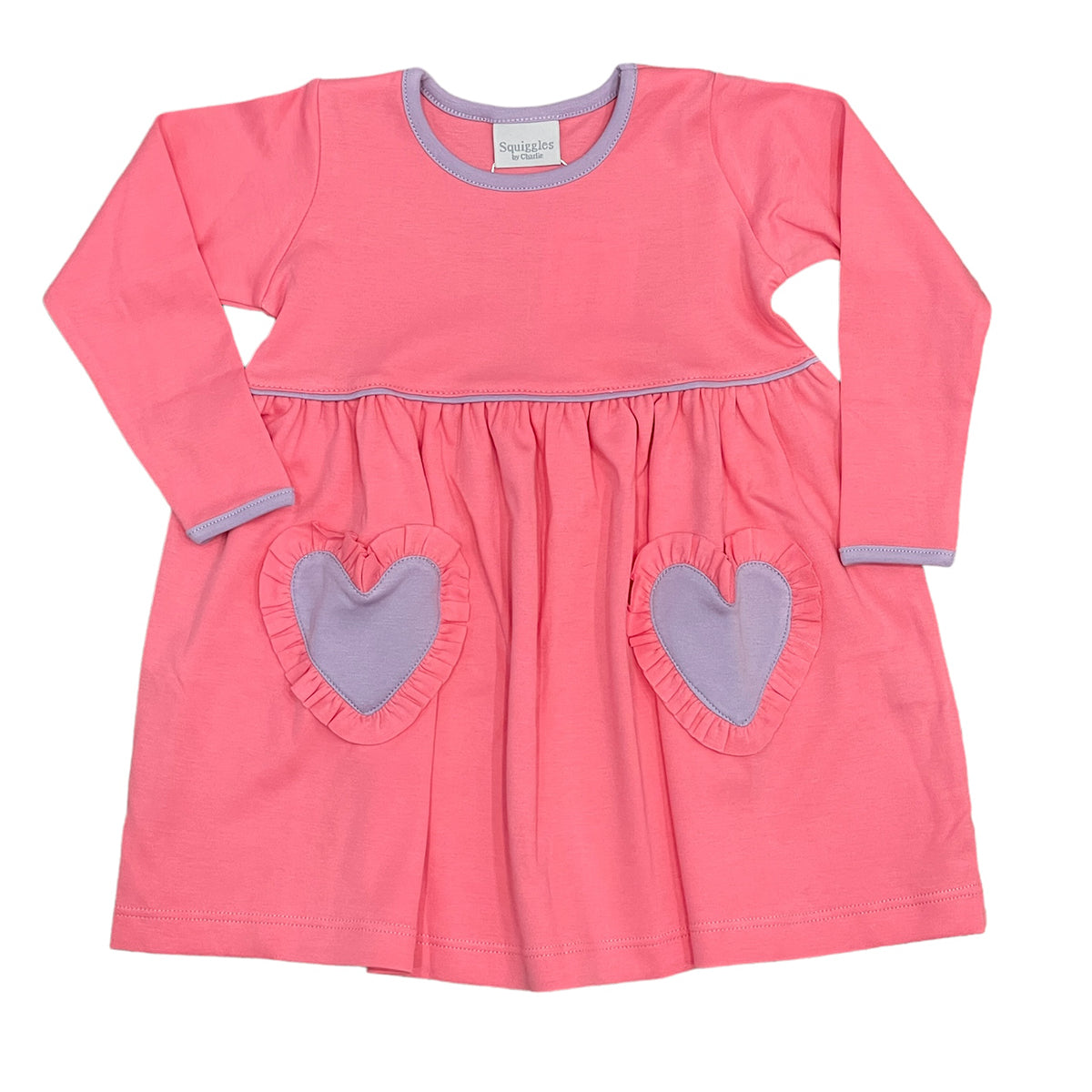 Pink Popover Dress with Heart Pockets by Squiggles