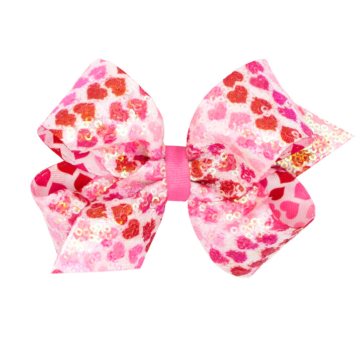 Wee Ones Valentine Heart Print with Sequins Bow - Two Sizes