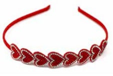 Red Sparkle Hearts Headband by Pink Poppy