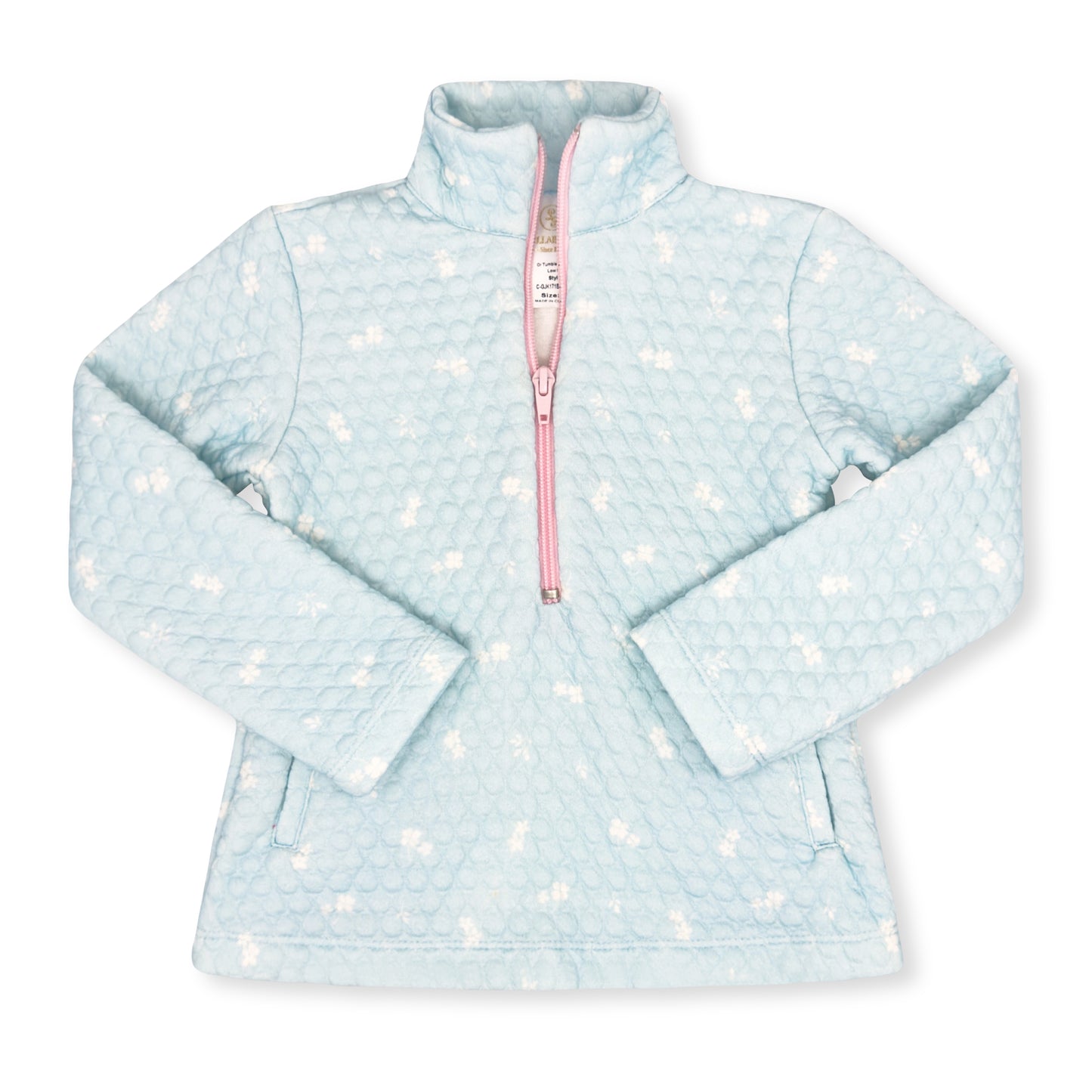 Heather Blue Floral Quilted Half Zip Top by Lullaby Set