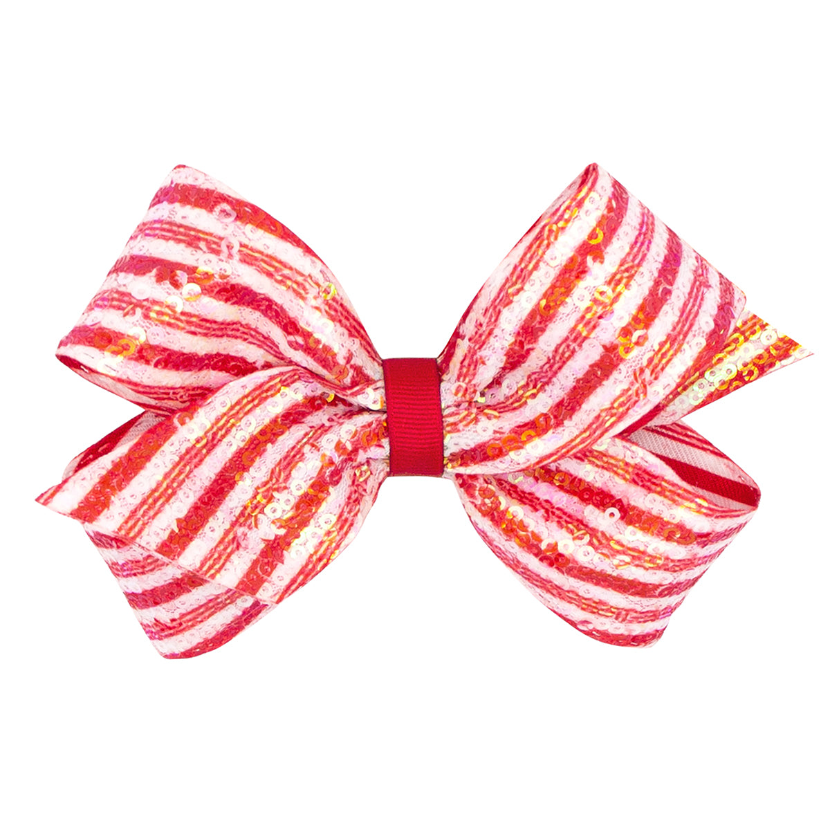 Red / White Holiday Sequin Stripes Bow by Wee Ones (2 Sizes)