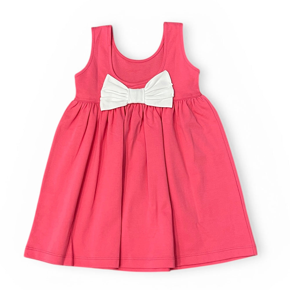 Hot Pink Sleeveless Dress with White Bow on Back by Squiggles 4T