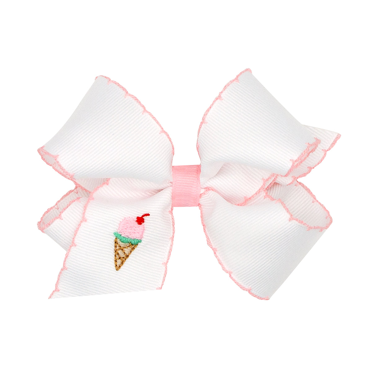 Ice Cream Cone Embroidered Bow by Wee Ones (2 sizes)