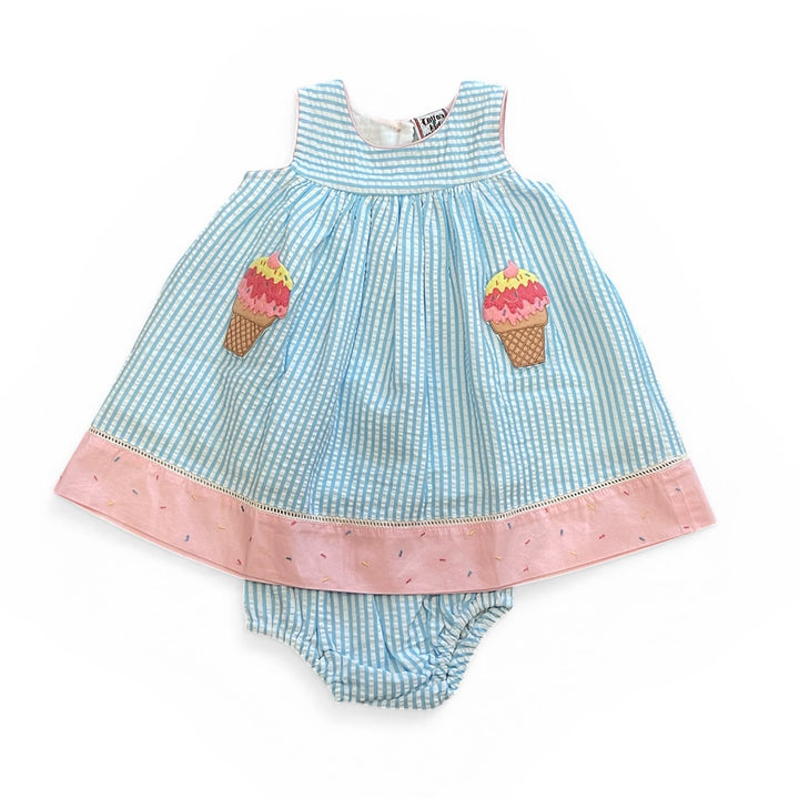 Ice Cream Pocket Empire Dress by Cotton Kids