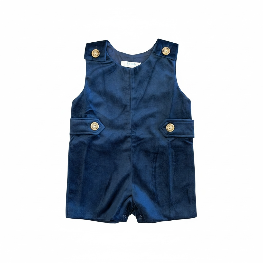 Navy Velvet Boy Shortall by LuLu BeBe