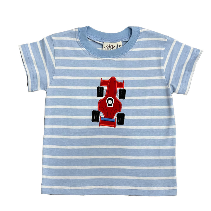 Indy Race Car Striped Blue Shirt by Luigi