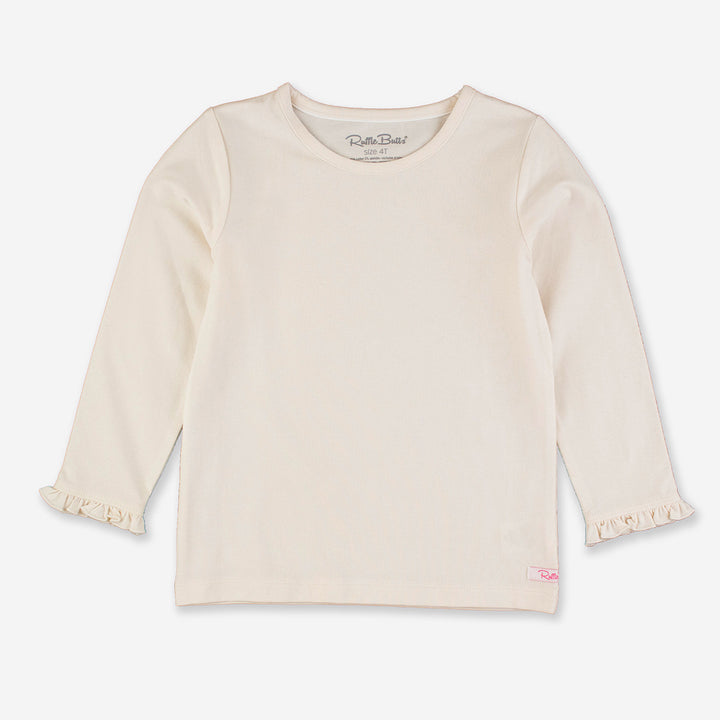 Ivory Knit Long-Sleeve Ruffle Layering Tee by RuffleButts
