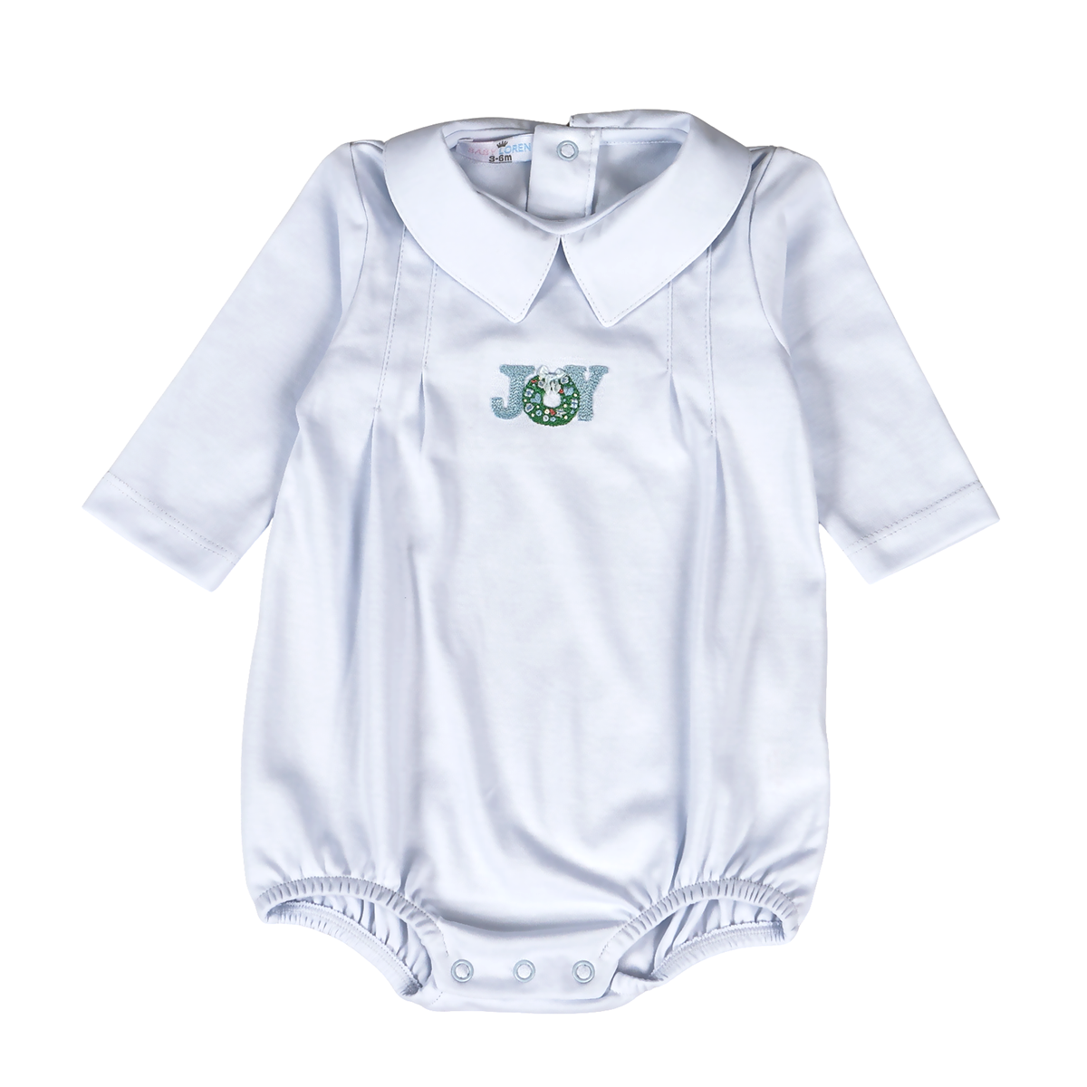 Christmas Joy Blue Pima Bubble by Baby Loren
